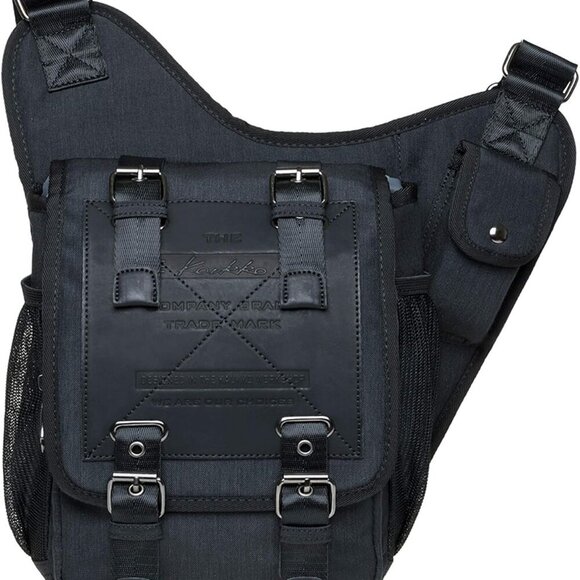 Mens Vintage Canvas Shoulder Messenger Bag Chest Leather Patchwork Messenger Bag - Picture 1 of 8